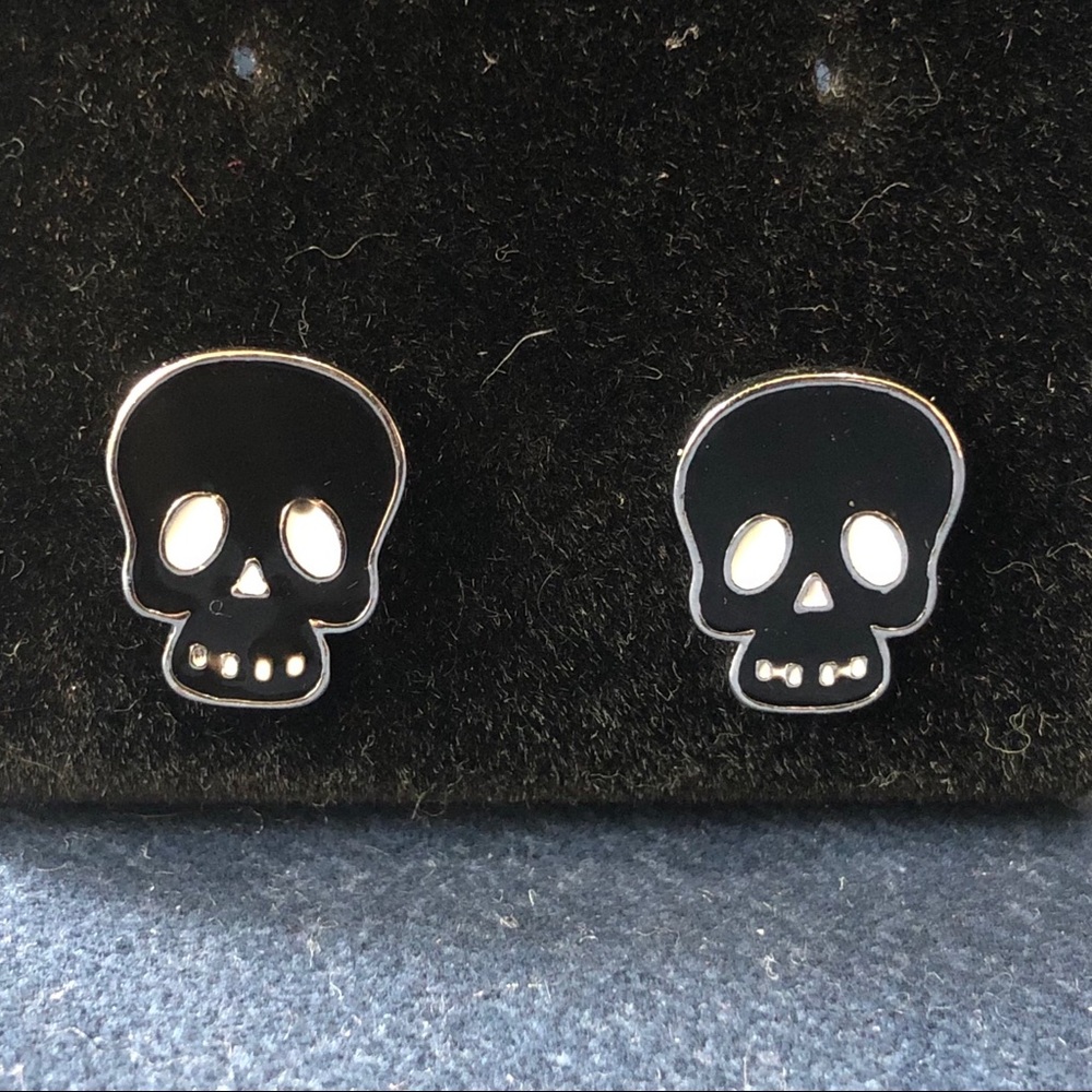 2/$14 - Enamel Black Skull Studs